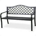 thumbnail image 1 of Four Seasons Courtyard Park Bench with Lattice Seat Back Design, Black, 1 of 8