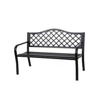 Four Seasons Courtyard Park Bench with Lattice Seat Back Design, Black