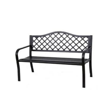 Four Seasons Courtyard Park Bench with Lattice Seat Back Design, Black