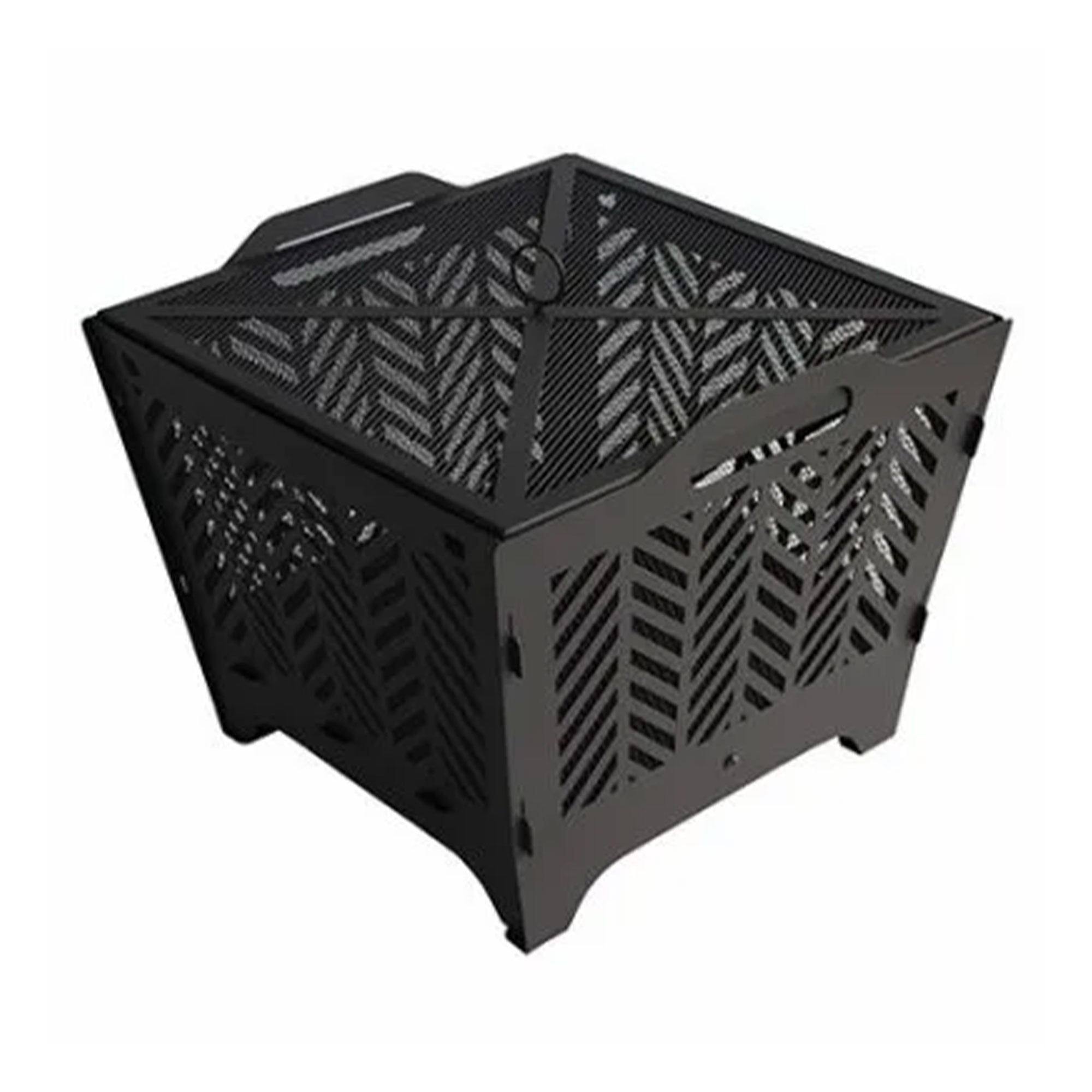 19" Black Steel Portable Wood Burning Fire Pit with Spark Cover