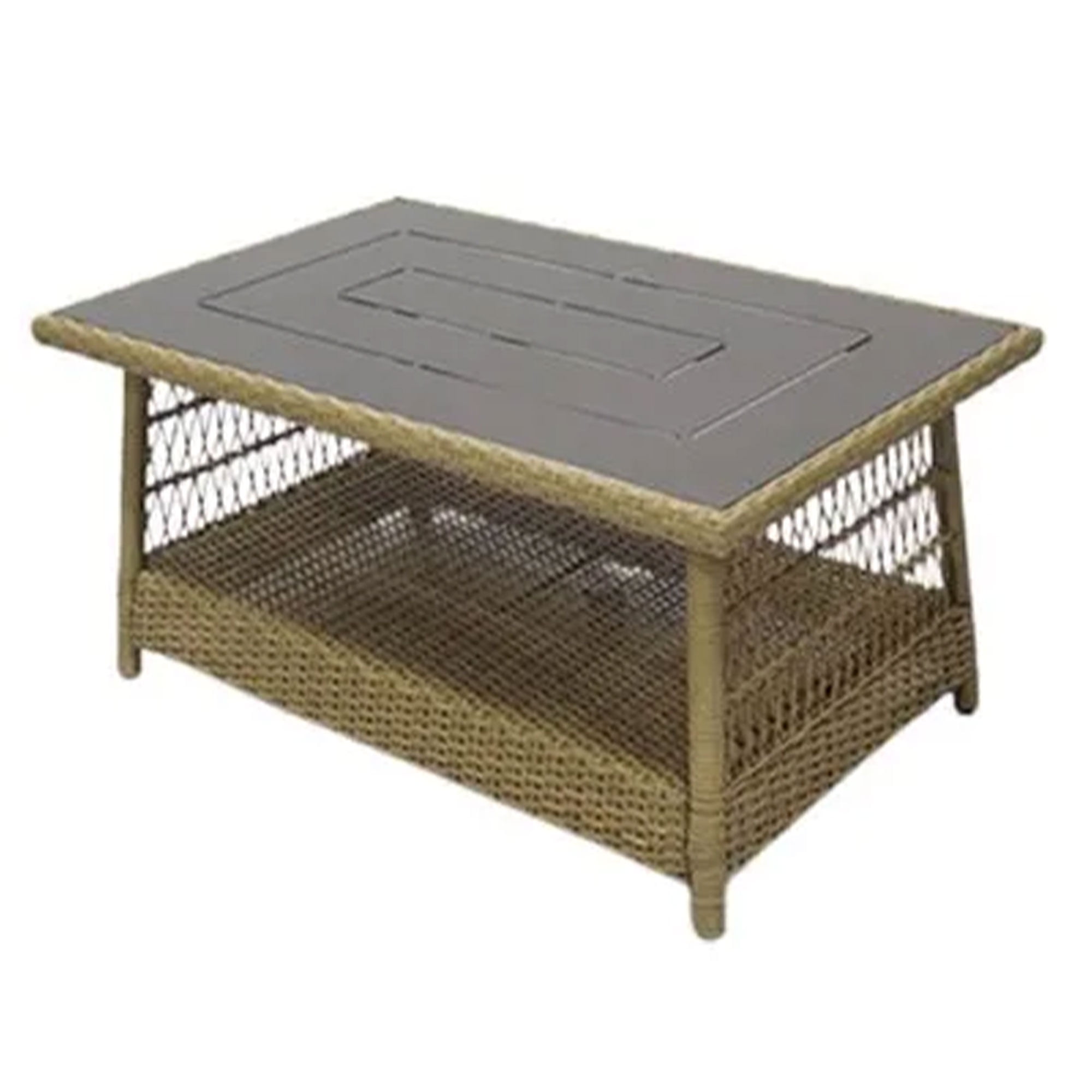 Positano 40" Brown Aluminum and Wicker Outdoor Coffee Table