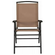 Four Seasons Courtyard RXTV-1921-FC-M Sunny Isles Steel Folding Chair, Sling Fabric, Mocha - Quantity 4