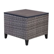 Four Seasons Courtyard Serronova Faux Wood Top Aluminum Table, Light Gray