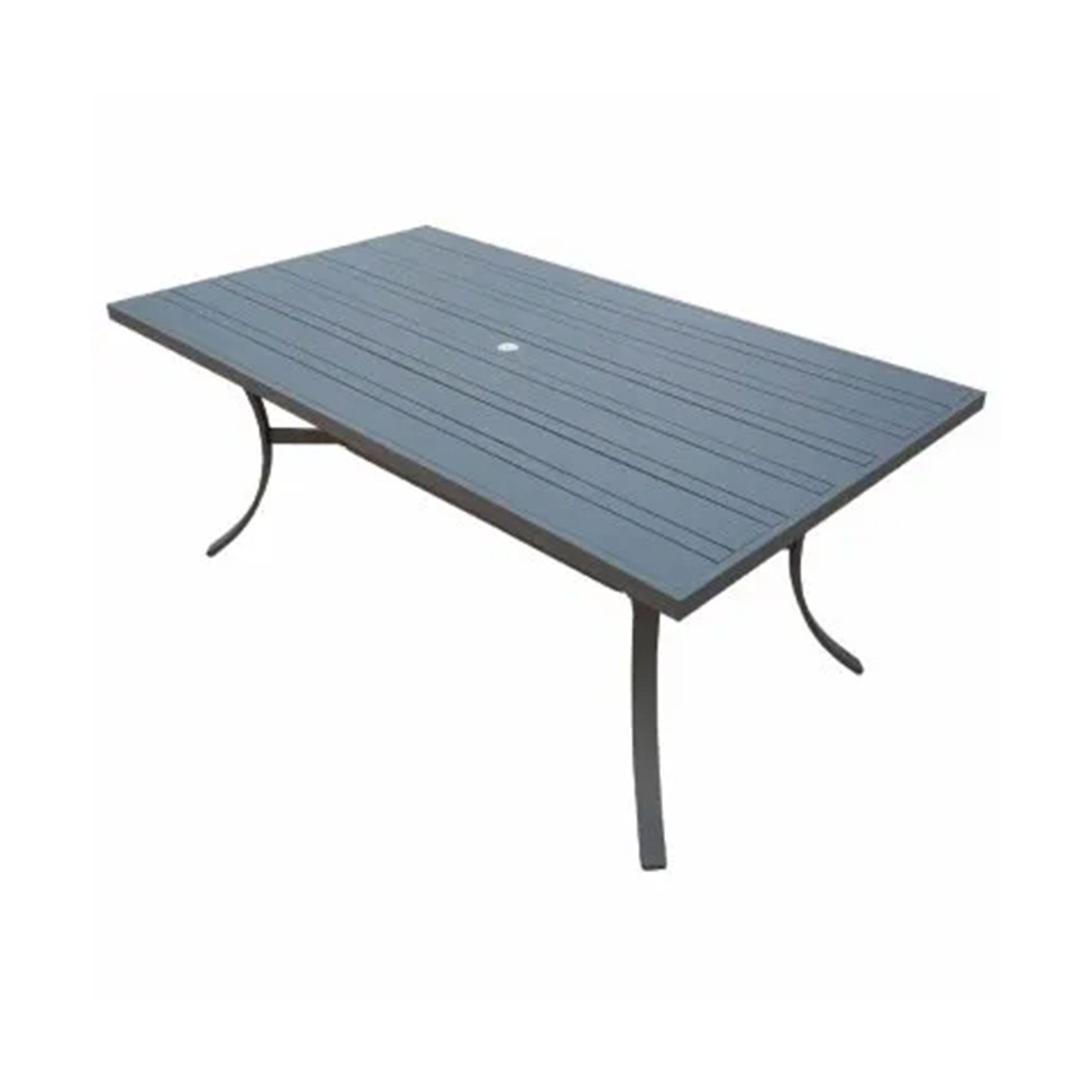 Tuscany 72x39" Black Aluminum Outdoor Dining Table with Umbrella Hole