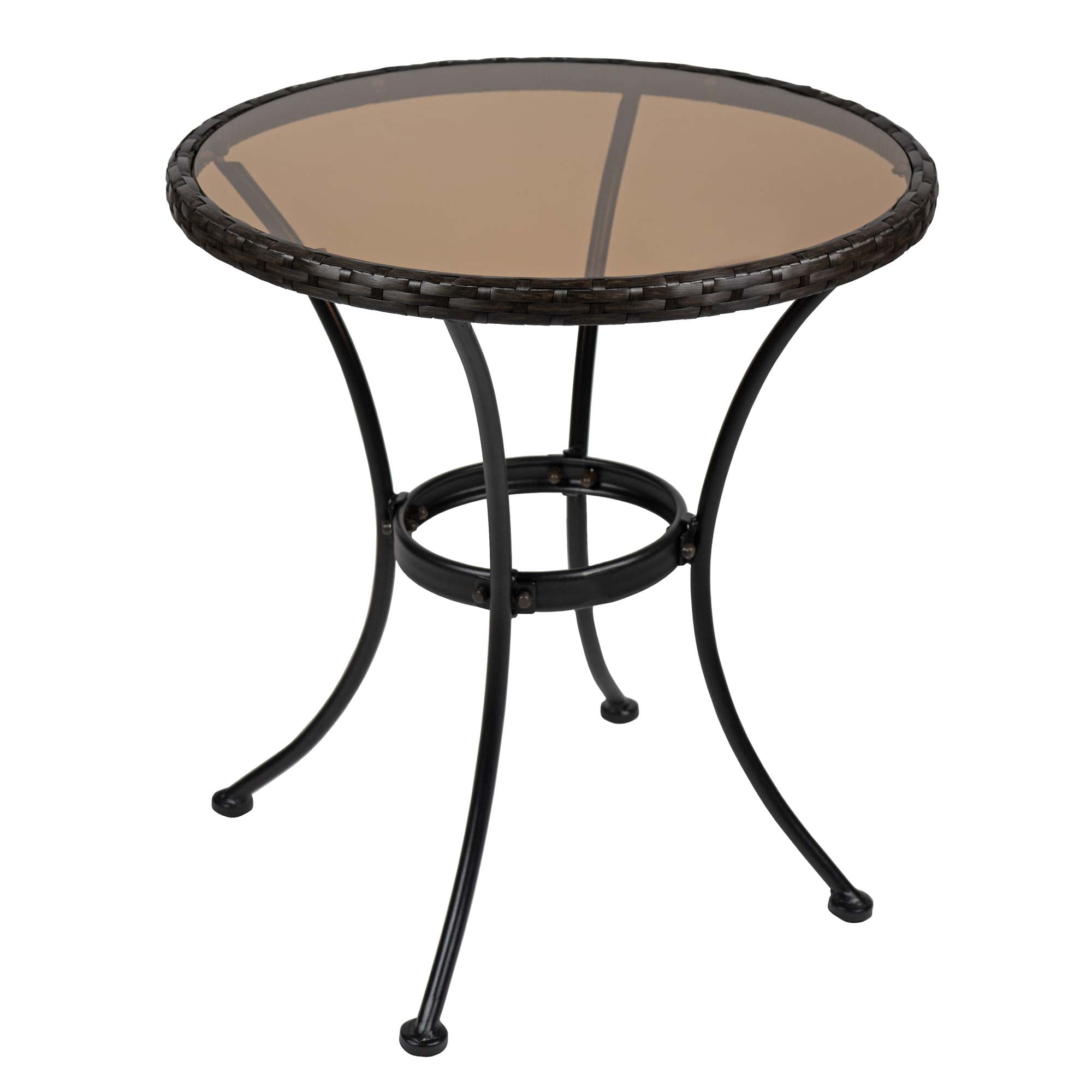 Four Seasons Courtyard Woodard Outdoor Glass Top Bistro Table, Black
