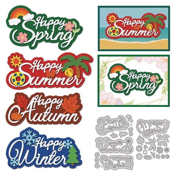 Four Seasons Cutting Dies Spring Summer Autumn Winter Card Making Die Stencil Carbon Steel Die Cuts Card Scrapbooking Embossing Template Dies