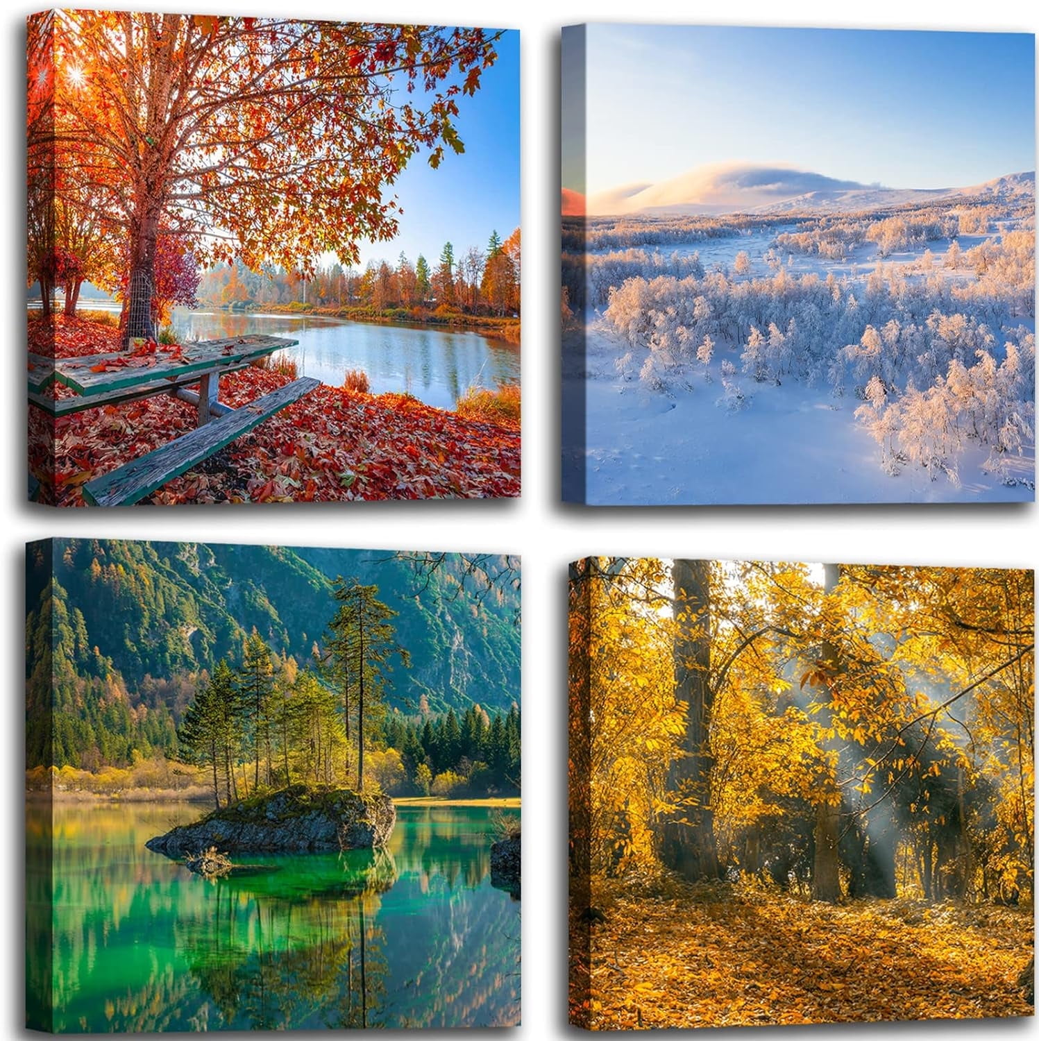 Four Seasons Landscape Canvas Wall Art Decor - Spring Summer Autumn ...