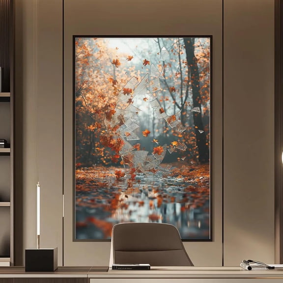 Four Seasons Mirror Wall Art Print, Surreal Landscape Poster, Modern Contemporary, Cinematic Nature Art , Poster Print Only
