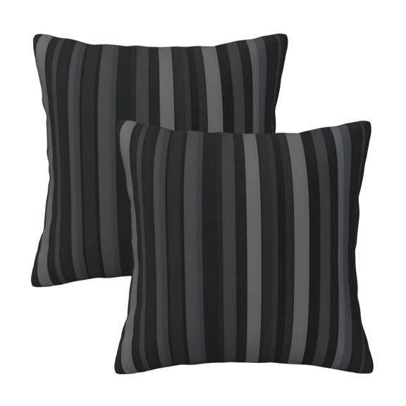 Four Seasons Pillow Cover 2 Sets Invisible Zipper Opening Design Does Not Include Pillow Core Soft And Comfortable Pale Violet Grey Stripe_3 16"X16"