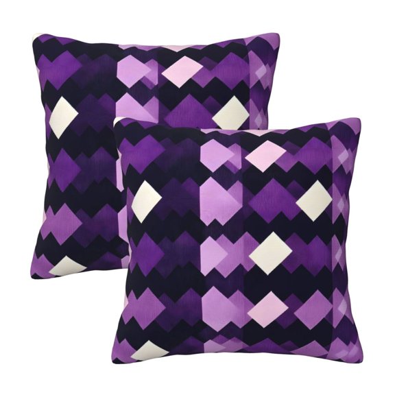 Four Seasons Pillow Cover 2 Sets Invisible Zipper Opening Design Does Not Include Pillow Core Soft And Comfortable Violet Retro Houndstooth_1 18"X18"
