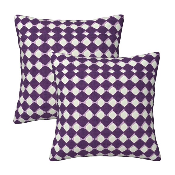 Four Seasons Pillow Cover 2 Sets Invisible Zipper Opening Design Does Not Include Pillow Core Soft And Comfortable Violet Retro Houndstooth_2 18"X18"