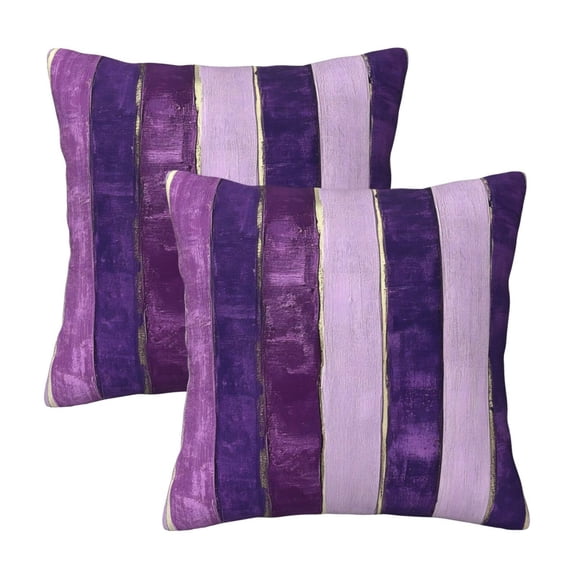 Four Seasons Pillow Cover 2 Sets Invisible Zipper Opening Design Does Not Include Pillow Core Soft And Comfortable Violet Violet Stripe_2 16"X16"