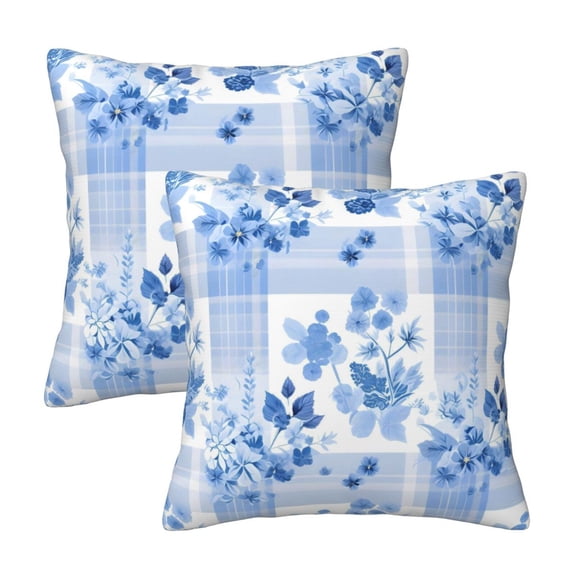 Four Seasons Pillow Cover 2 Sets Invisible Zipper Opening Design Does Not Include Pillow Core Soft And Comfortable Blueviolet Moroccan Buffalo Plaid Tartan Check Hand-Drawn Sketch_4 12"X12"