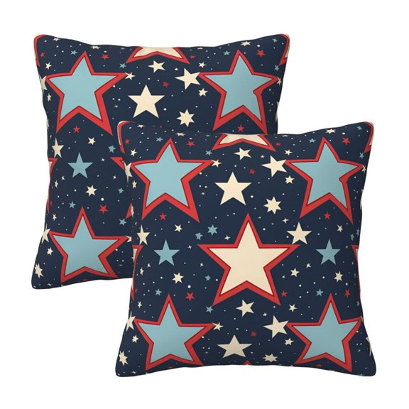 Four Seasons Pillow Cover 2 Sets Invisible Zipper Opening Design Does Not Include Pillow Core Soft And Comfortable Independence Day Theme Elements Star (6) 12"X12"