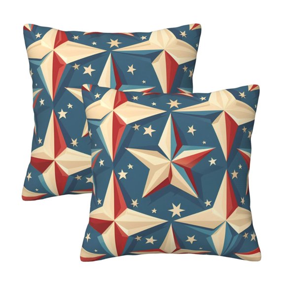Four Seasons Pillow Cover 2 Sets Invisible Zipper Opening Design Does Not Include Pillow Core Soft And Comfortable Independence Day Theme Elements Star (7) 12"X12"