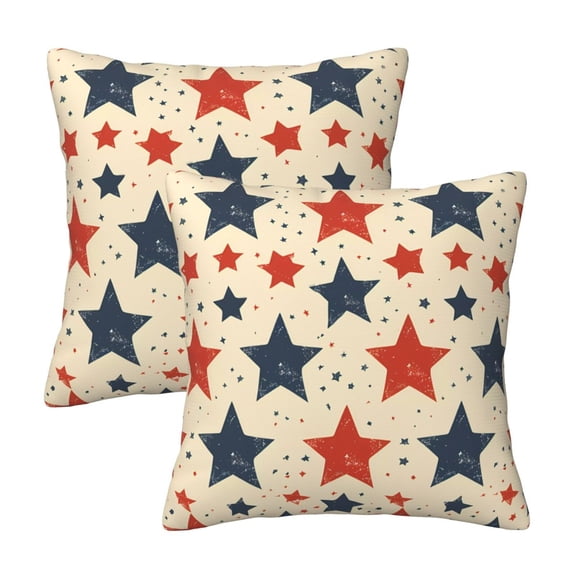 Four Seasons Pillow Cover 2 Sets Invisible Zipper Opening Design Does Not Include Pillow Core Soft And Comfortable Independence Day Theme Elements Star (8) 12"X12"
