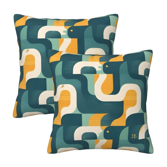 Four Seasons Pillow Cover 2 Sets Invisible Zipper Opening Design Does Not Include Pillow Core Soft And Comfortable Snake Print Style Slateblue_1 16"X16"