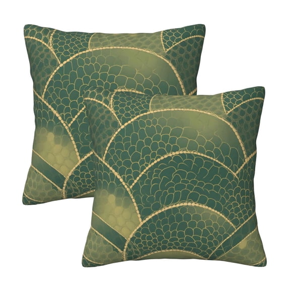 Four Seasons Pillow Cover 2 Sets Invisible Zipper Opening Design Does Not Include Pillow Core Soft And Comfortable Snake Skin Print Style Lightgreen_2 16"X16"