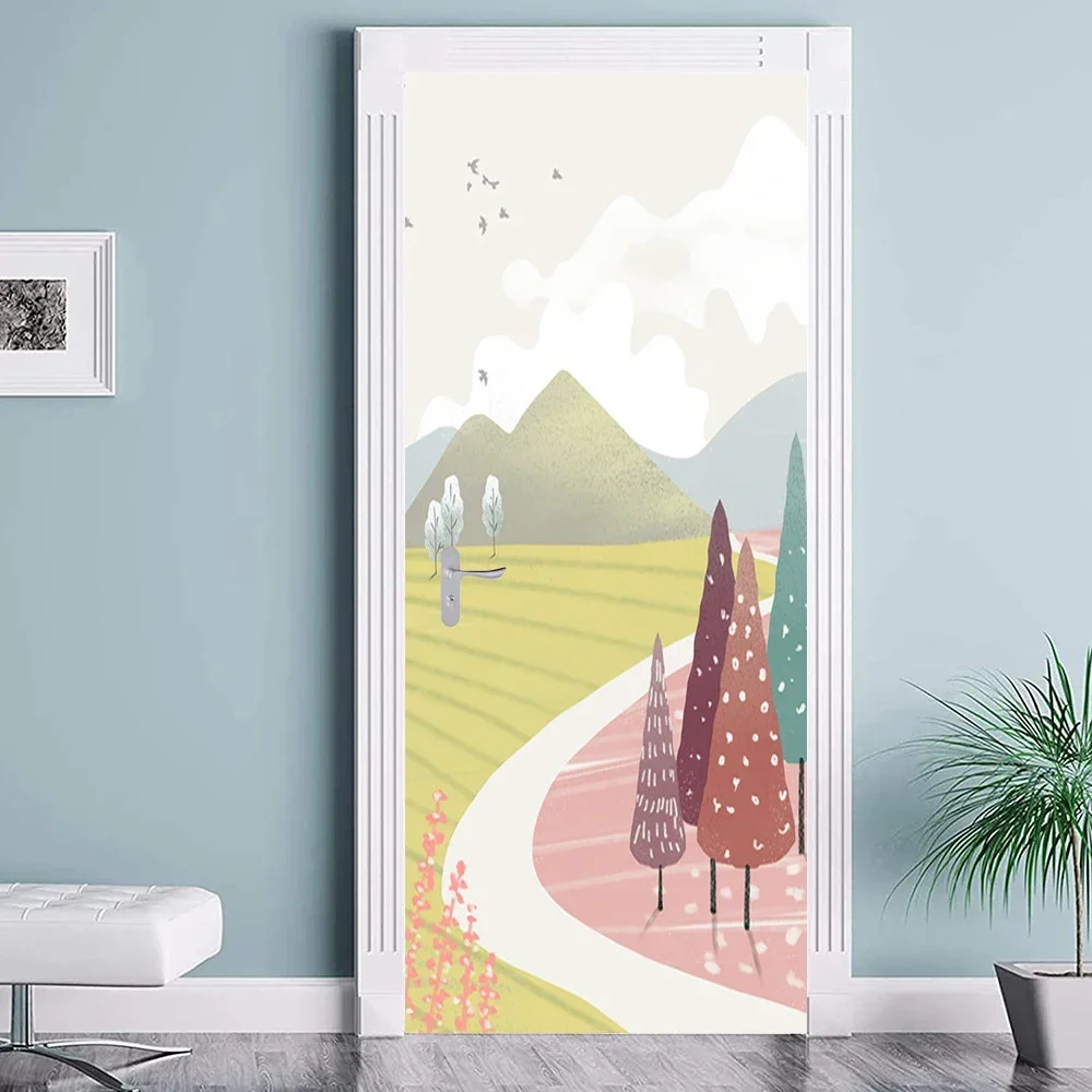 Four Seasons Scenery Door Stickers Natural Leaves Home Bedroom ...