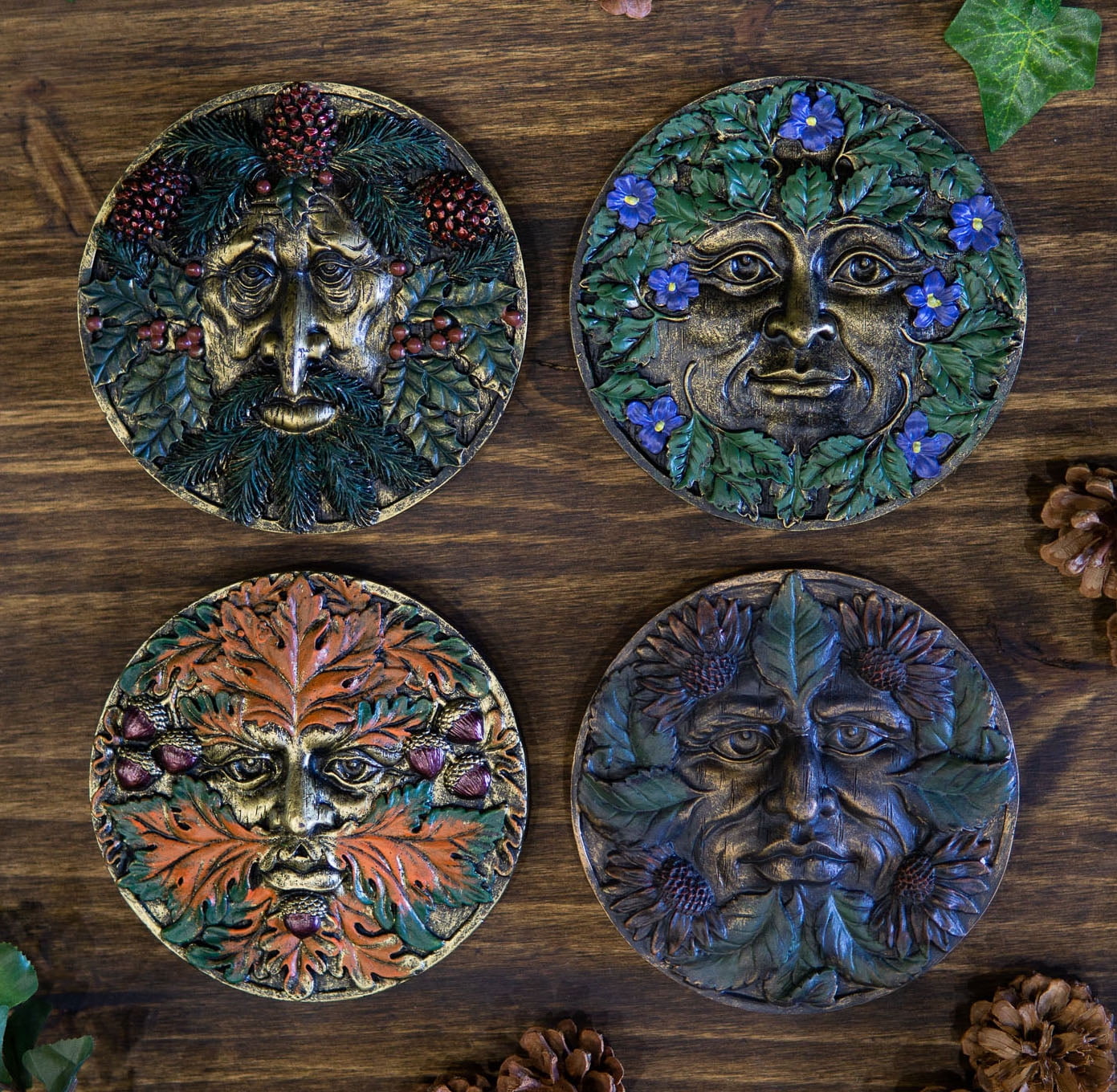 Four Seasons Spring Summer Fall Winter Celtic Greenman Wall Decor ...
