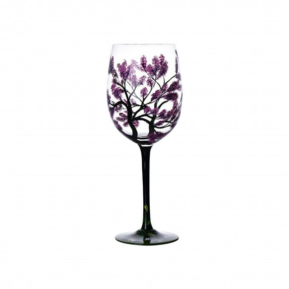 Four Seasons Tree Wine Glasses Hand Painted Wine Glass with Stemmed Fall Leaves Flower Seasons Colored Wine Glasses for Home Office Decor Ornament Gifts