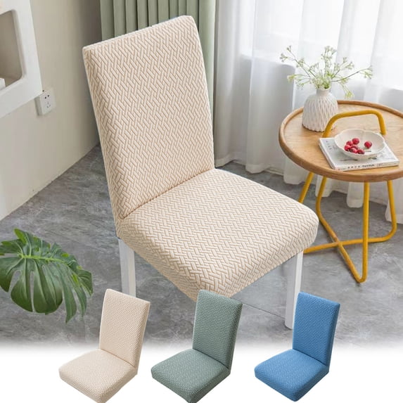 Four Seasons Universal Elastic Dining Chair Cover, All-Inclusive, Dirt Proof, Breathable Polyester, Fits 16-21" Chairs, Beige/Blue/Green