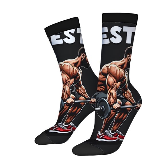 Four Seasons Universal Mixed Color Socks (2 Pairs) - Unisex Trendy Athletic Socks with Bold Weightlifting Graphic Design