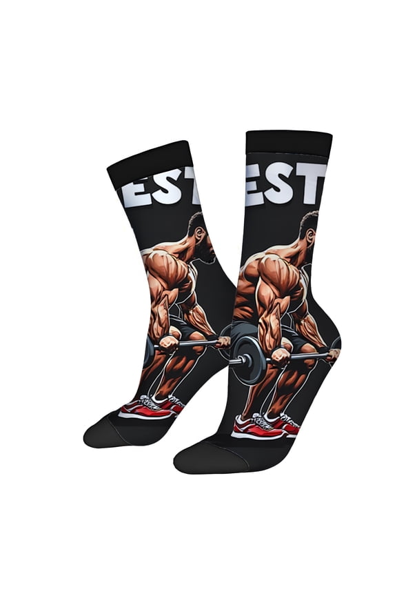 Four Seasons Universal Mixed Color Socks (2 Pairs) - Unisex Trendy Athletic Socks with Bold Weightlifting Graphic Design