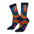 thumbnail image 1 of Four Seasons Universal Socks (2 Pairs) - Colorful Mixed Pattern Socks with Swirling Shapes Unisex Trendy Design in Vibrant Colors, 1 of 5