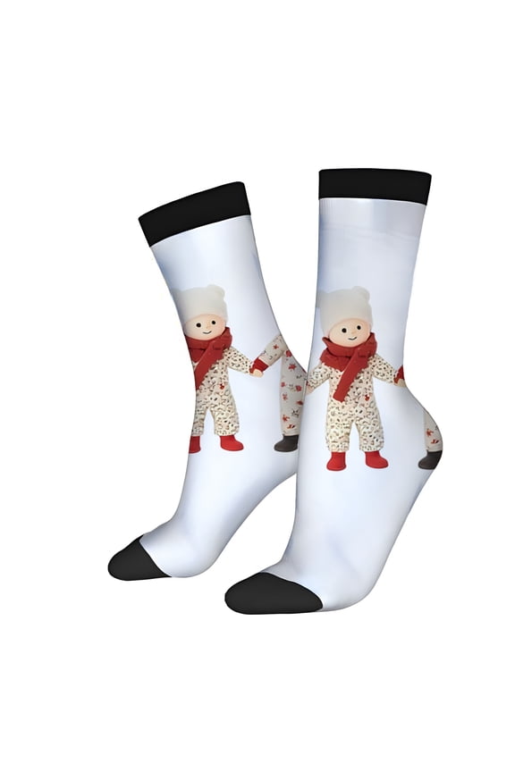 Four Seasons Universal Socks (2 Pairs) - Playful Cartoon Character Design Mixed Color Unisex Trendy Socks for Fun and Cozy Style