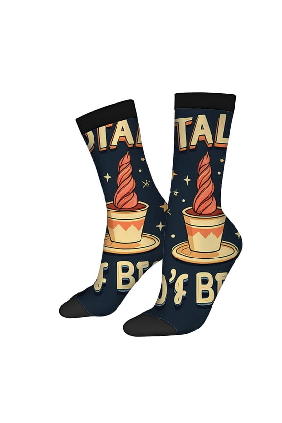 Four Seasons Universal Socks (2 Pairs) - Retro 80 ' s Design with Stars & Planets Unisex Trendy Mixed Color Socks Perfect for All Seasons