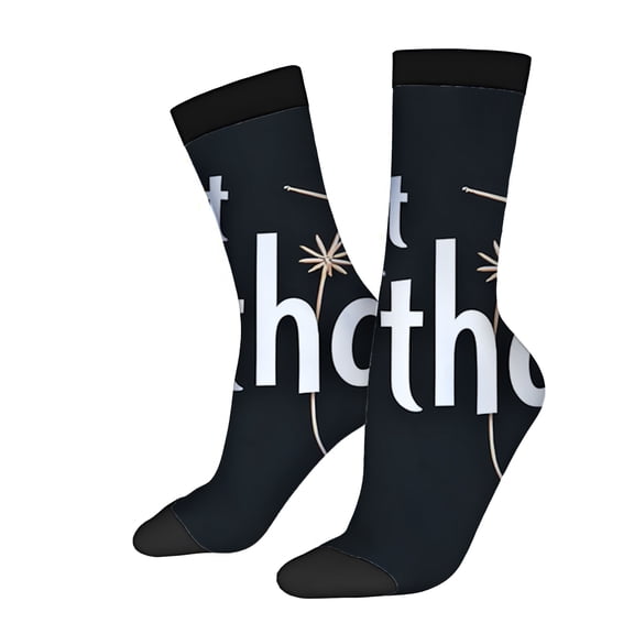 Four Seasons Universal Socks (2 Pairs) - Trendy Mixed Color Unisex Socks with Unique Text Design Perfect for Any Occasion Comfortable and Stylish