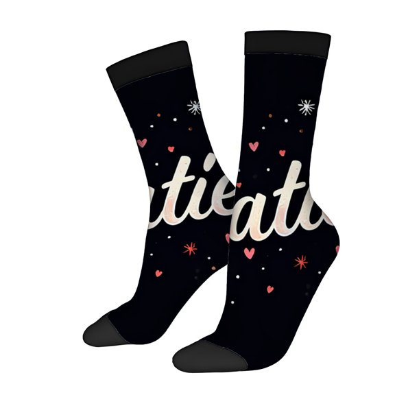 Four Seasons Universal Socks (2 Pairs) - Trendy Unisex Mixed Color Socks with Heart Pattern and Inspirational ' Faith ' Text - Perfect for All Occasions