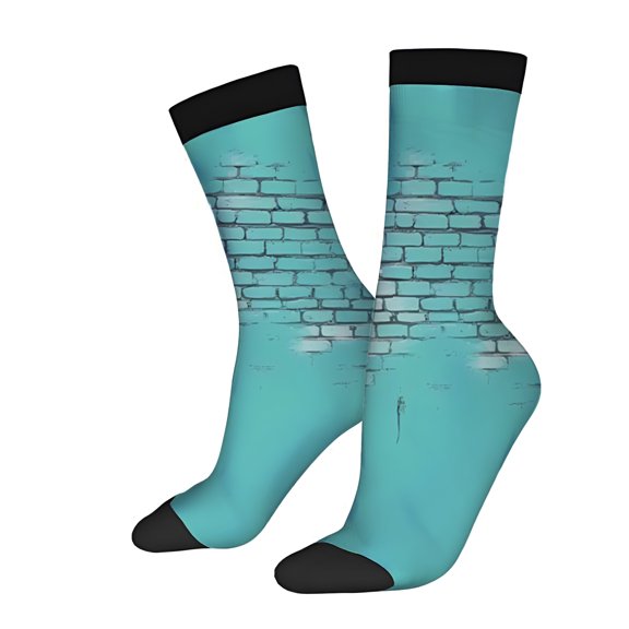 Four Seasons Universal Socks (2 Pairs) - Trendy Unisex Mixed Color Socks with Brick Pattern & Dragon Design Perfect for All Seasons