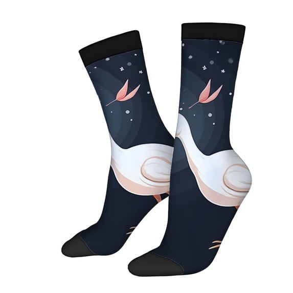 Four Seasons Universal Socks (2 Pairs) - Trendy Unisex Mixed Color Socks with Starry Night Sky and Bird Design Perfect for All Seasons