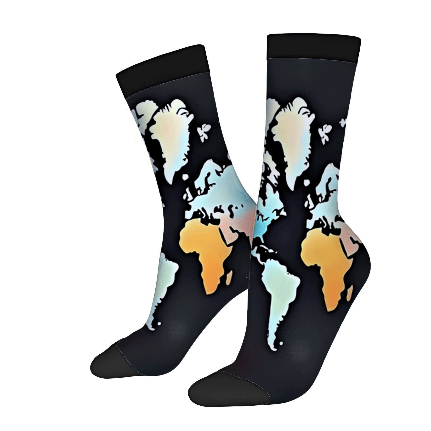 Map Socks Four Seasons Universal Socks (2 Pairs) - Trendy Unisex Socks with ...