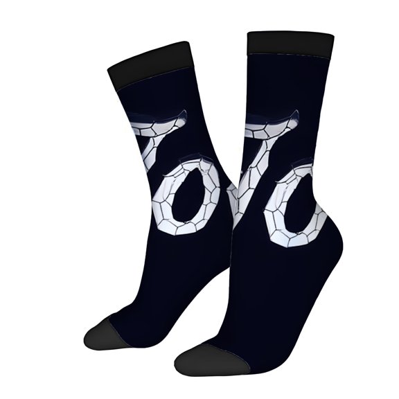 Four Seasons Universal Socks (2 Pairs) - Unisex Trendy Athletic Socks with Black Toe Cap and White Geometric Soccer Ball Pattern Mixed Color Design for All Seasons