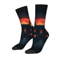 thumbnail image 1 of Four Seasons Universal Socks (2 Pairs) - Unisex Trendy Halloween Design with Red Moon Spooky Trees - Mixed Color Fun Socks, 1 of 5