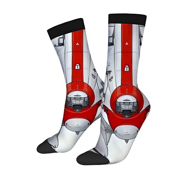 Four Seasons Universal Socks (2 Pairs) - Unisex Trendy Mixed Color Socks with Dynamic Motorcycle Design Gray Black & Red Accents Perfect for All Seasons
