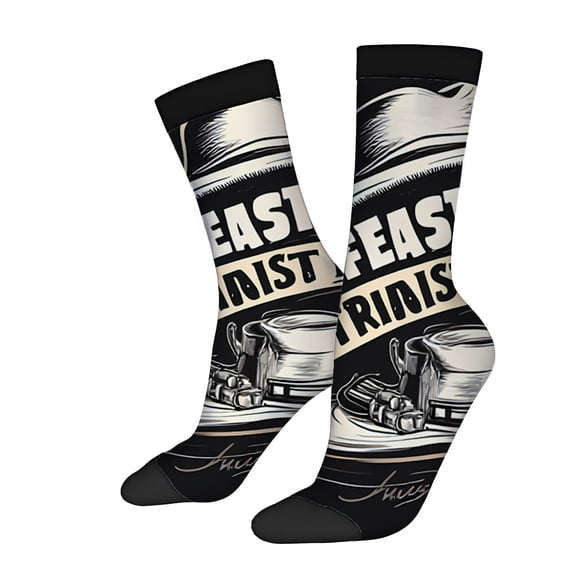 Four Seasons Universal Socks (2 Pairs) - Unisex Trendy Mixed Color Socks with Vintage Star and Turntable Design Bold ' TRUST ' Statement Perfect for Music Lovers