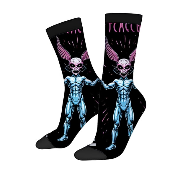 Four Seasons Universal Socks (2 Pairs) - Unisex Trendy Mixed Color Socks with Bold Muscular Weightlifting Design & ' BE STRONG ' Text