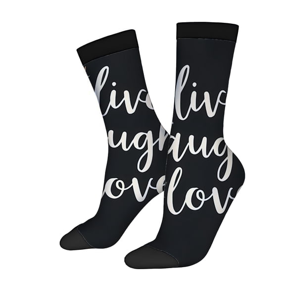 Four Seasons Universal Socks (2 Pairs) - Unisex Trendy Mixed Color Socks with Elegant ' ' Cursive Design and Leaf Motif