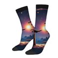 thumbnail image 1 of Four Seasons Universal Socks (2 Pairs) - Unisex Trendy Mixed Color Socks with Enchanting Wizard Design Starry Sky & Comet Pattern, 1 of 5