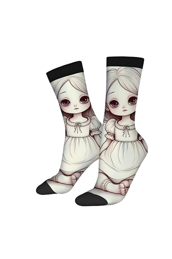 Four Seasons Universal Socks (2 Pairs) - Unisex Trendy Mixed Color Socks with Flowing Hair Design Stylish Light - Colored Pattern Black Accents