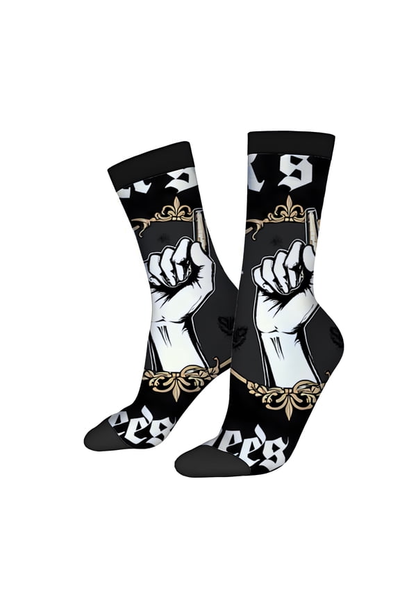 Four Seasons Universal Socks (2 Pairs) - Unisex Trendy Mixed Color Socks with Gothic ' ' Design Floral Patterns & Gold ' 1993 ' Emblem