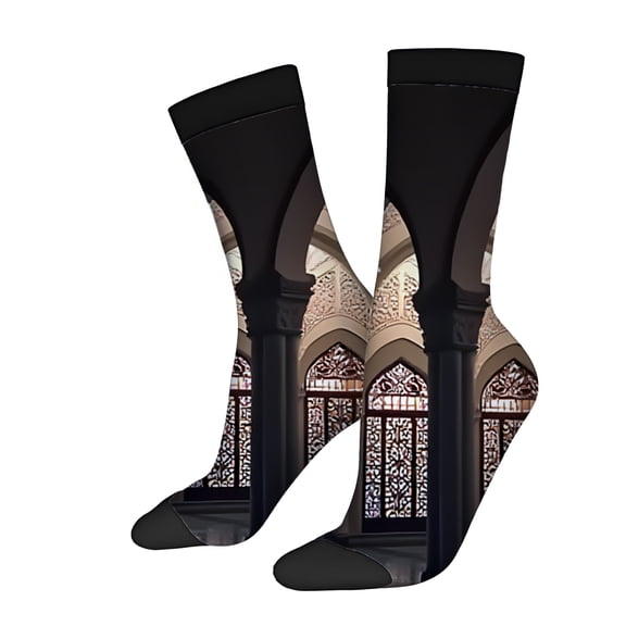 Four Seasons Universal Socks (2 Pairs) - Unisex Trendy Mixed Color Socks with Intricate Arches and Lattice Pattern Design