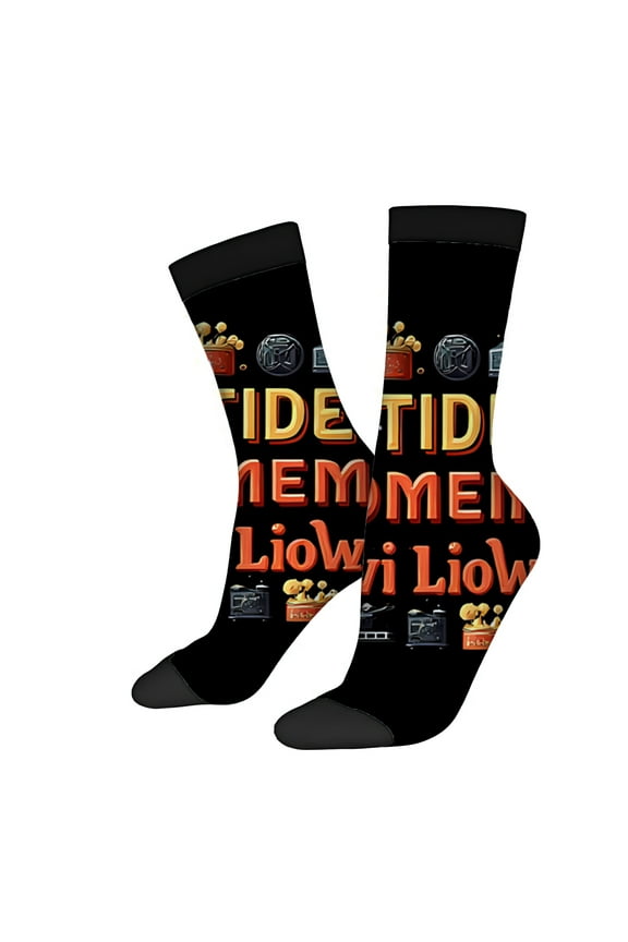 Four Seasons Universal Socks (2 Pairs) - Unisex Trendy Mixed Color Socks with Retro ' FACT DO LIVE ' Design Boombox & Cassette Pattern