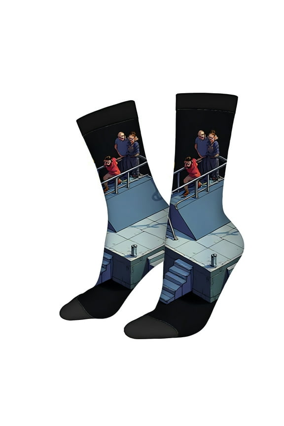 Four Seasons Universal Socks (2 Pairs) - Unisex Trendy Mixed Color Socks with Unique Platform and ' No Entry ' Design Perfect for All Seasons