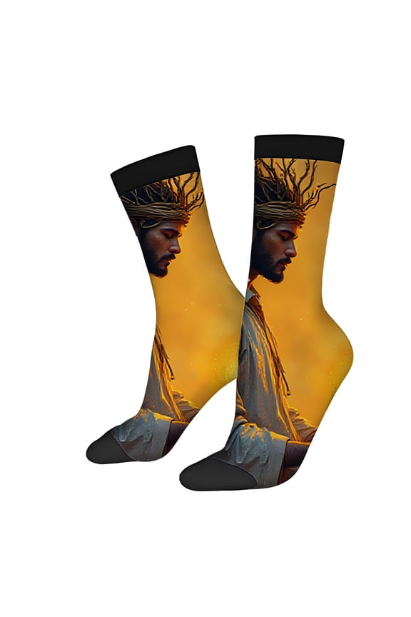 Four Seasons Universal Socks (2 Pairs) - Unisex Trendy Mixed Color Socks with Vibrant Dreadlock Design on Warm Background