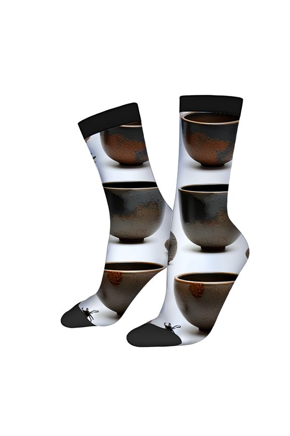 Four Seasons Universal Socks (2 Pairs) - Unisex Trendy Socks with Decorative Ceramic Pot and Palm Tree Pattern Mixed Colors Stylish and Comfortable for All Seasons